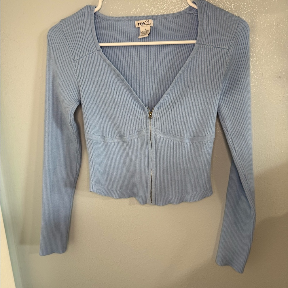 Rue21 Sky Blue Ribbed Knit Top